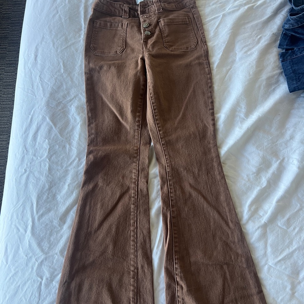 Regeneration by Celebrity Pink Brown Flare Jeans